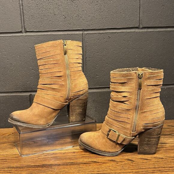 Naughty Monkey Fa So La Brown Stacked Leather Ankle Western Boots Women’s 9 - Picture 1 of 8